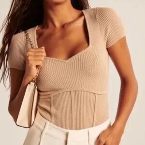 Abercrombie & Fitch Knit Bodysuit in Tan